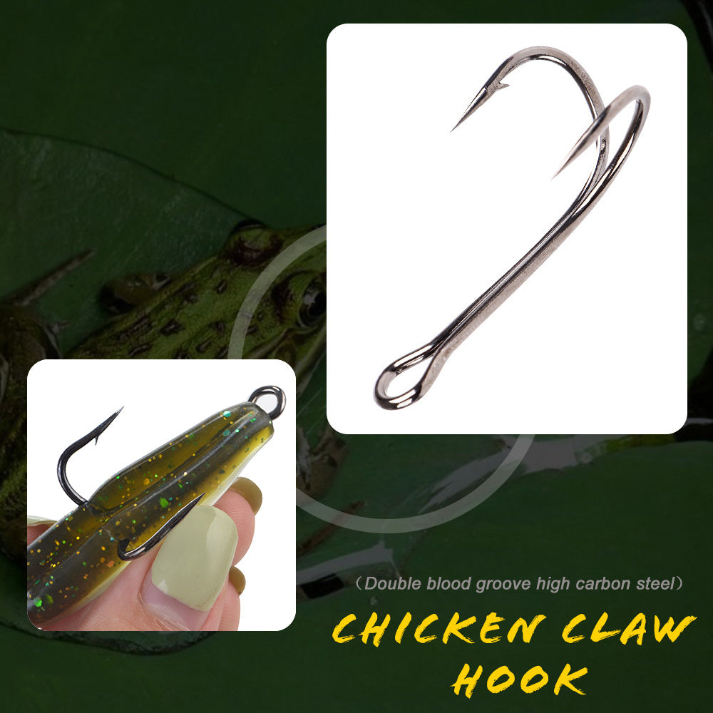 20pcs Carp Fishing Double Hooks with Soft Worm Lures