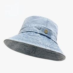 Unisex Denim Bucket Hat Washed Distressed Hip Hop Couple Basin Hat