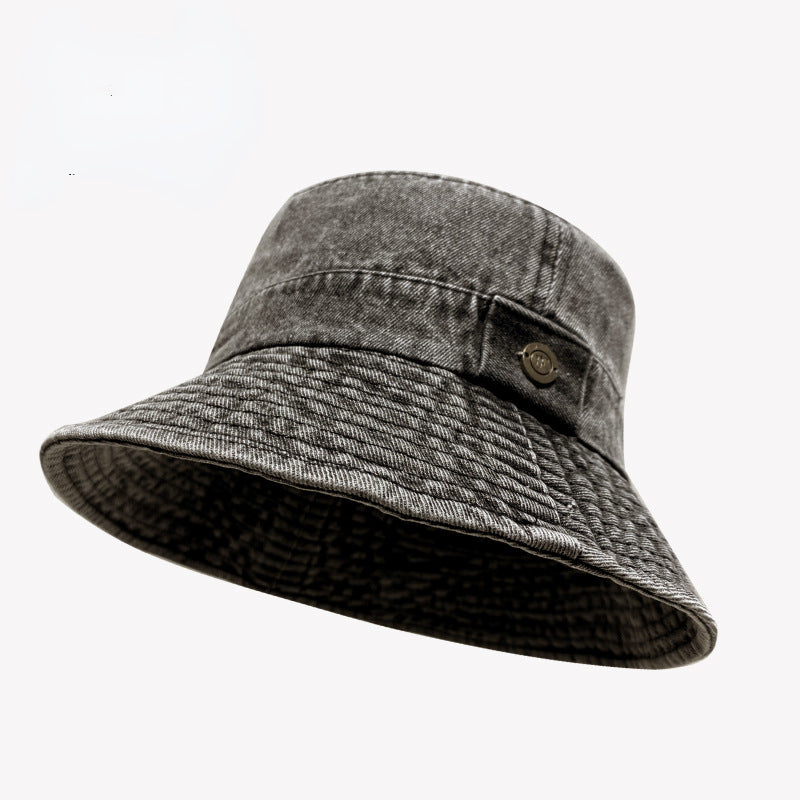 Unisex Denim Bucket Hat Washed Distressed Hip Hop Couple Basin Hat