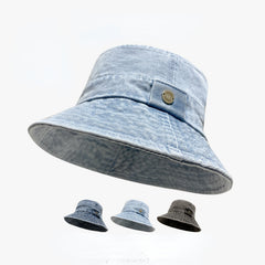 Unisex Denim Bucket Hat Washed Distressed Hip Hop Couple Basin Hat