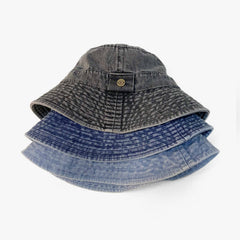 Unisex Denim Bucket Hat Washed Distressed Hip Hop Couple Basin Hat