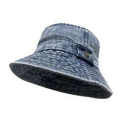 Unisex Denim Bucket Hat Washed Distressed Hip Hop Couple Basin Hat