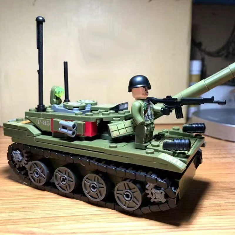 Tank Model Building Blocks Toy Set T 85 Main Battle Trucks with Soldiers Figures