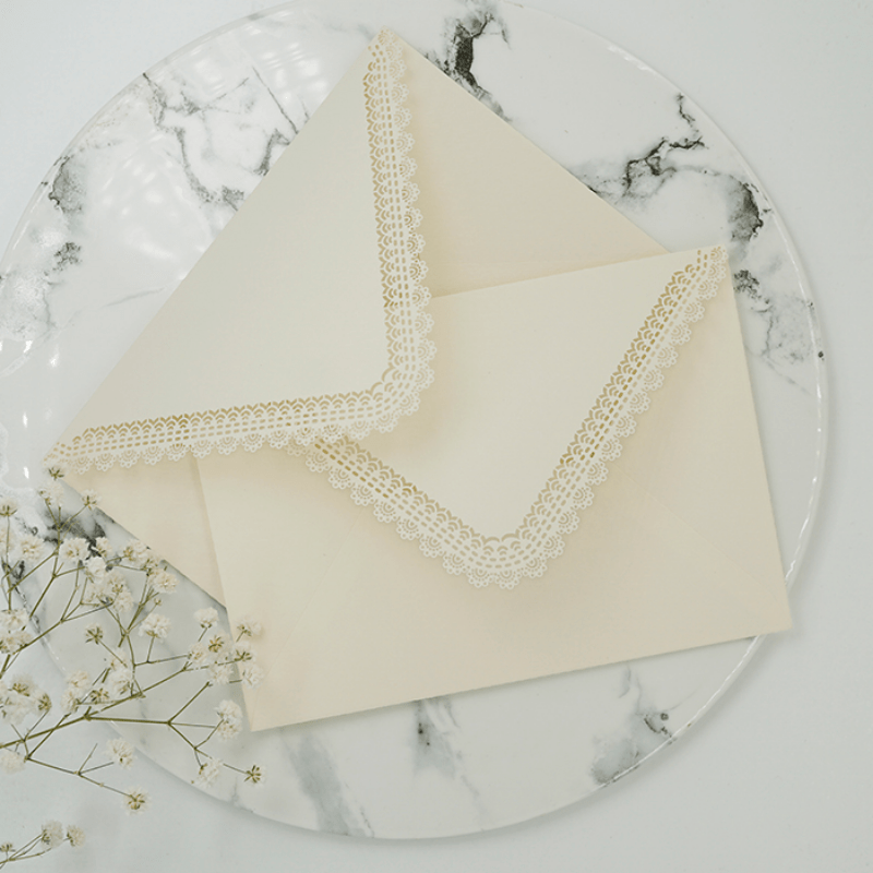 5pcs Vintage Hollowed Out Lace Envelopes for DIY Card Storage