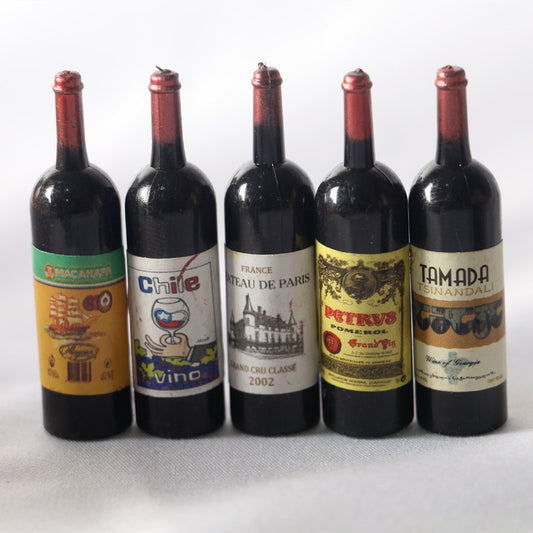 5pcs Mini Red Wine Bottle Dollhouse Prop Handicraft Decoration