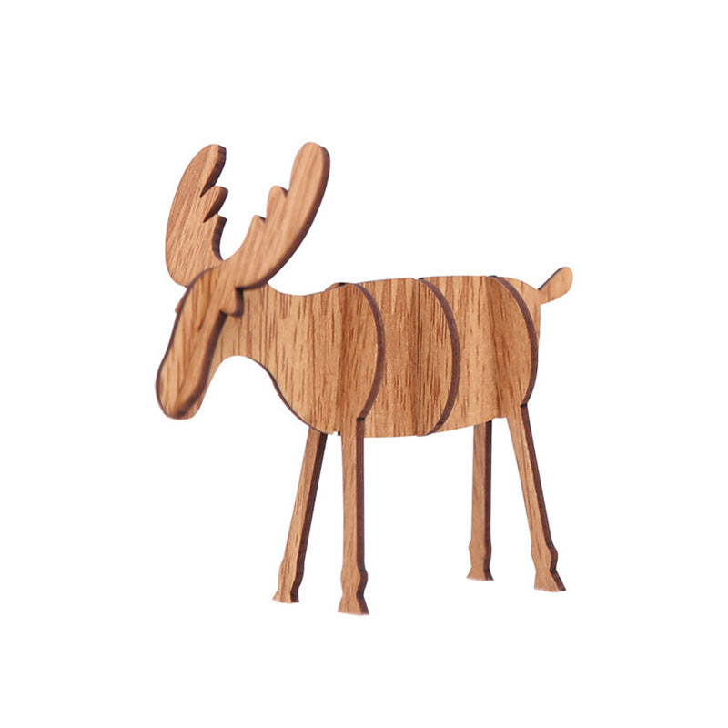 Handcrafted Elk Wooden Ornament for Christmas and Home Decor