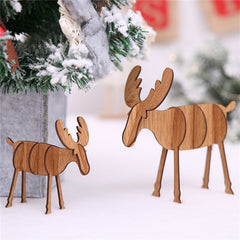 Handcrafted Elk Wooden Ornament for Christmas and Home Decor