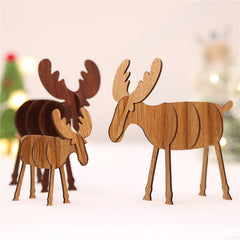 Handcrafted Elk Wooden Ornament for Christmas and Home Decor