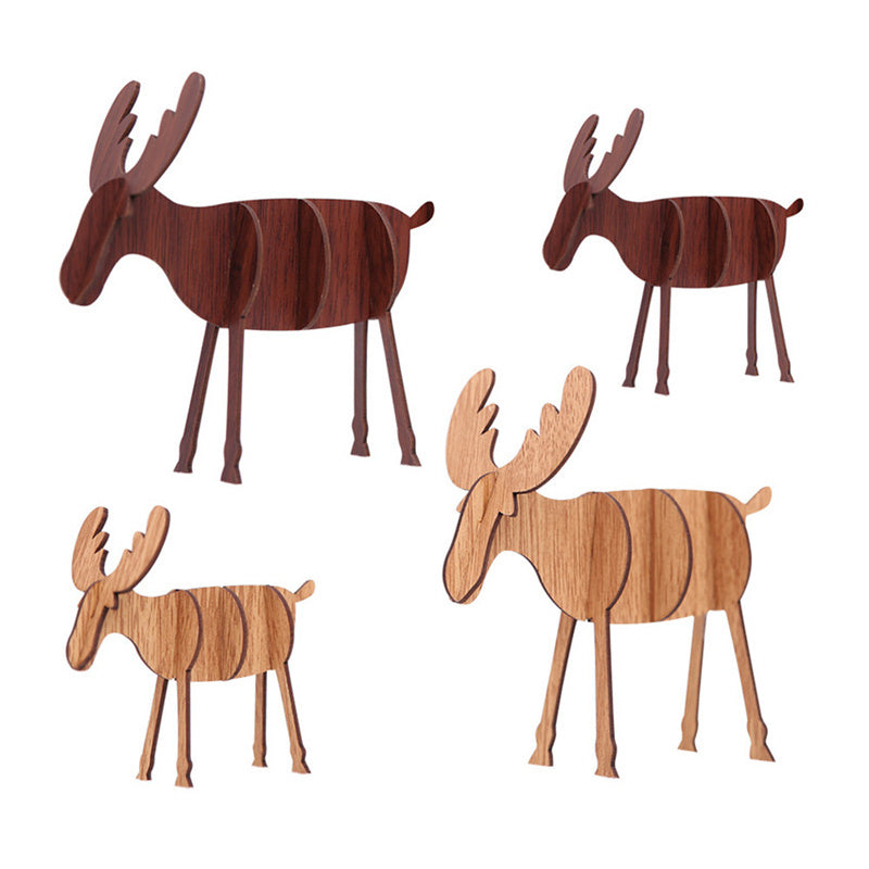 Handcrafted Elk Wooden Ornament for Christmas and Home Decor