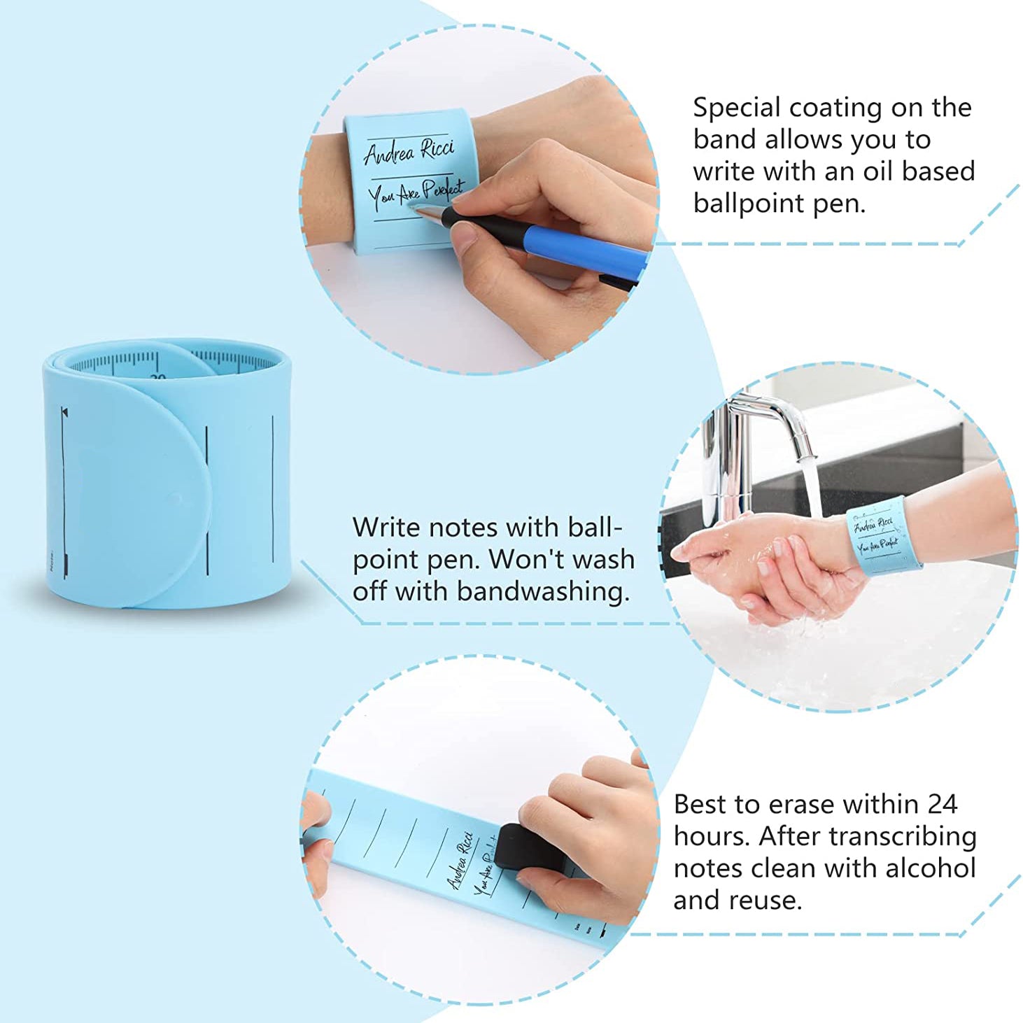 Silicone Memo Wristband Reusable Slap Bracelet Notepad Watchband