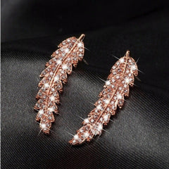 Rhinestone Feather Earrings & Fashion Jewelry for Women Girls