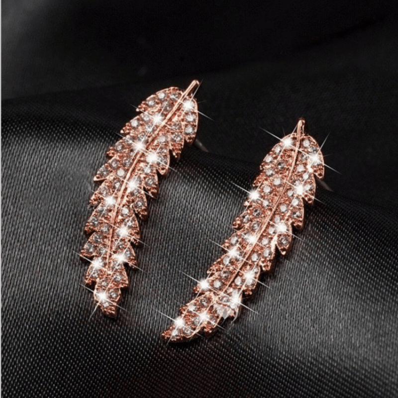 Rhinestone Feather Earrings & Fashion Jewelry for Women Girls