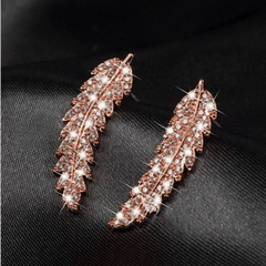 Rhinestone Feather Earrings & Fashion Jewelry for Women Girls