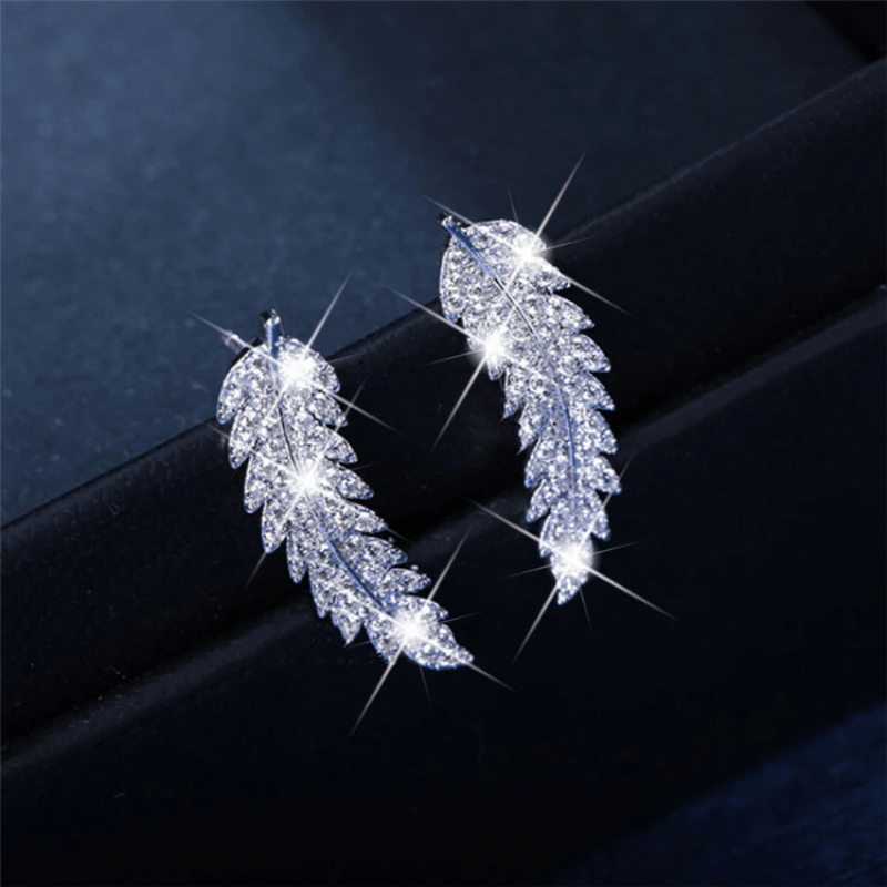 Rhinestone Feather Earrings & Fashion Jewelry for Women Girls