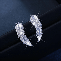 Rhinestone Feather Earrings & Fashion Jewelry for Women Girls