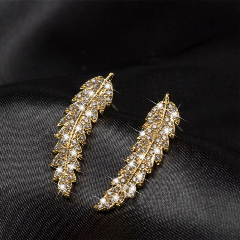 Rhinestone Feather Earrings & Fashion Jewelry for Women Girls
