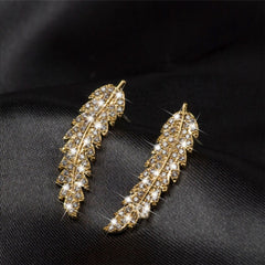 Rhinestone Feather Earrings & Fashion Jewelry for Women Girls