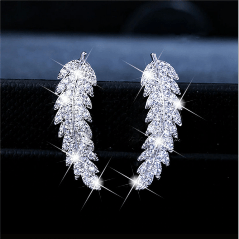Rhinestone Feather Earrings & Fashion Jewelry for Women Girls
