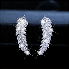 Rhinestone Feather Earrings & Fashion Jewelry for Women Girls