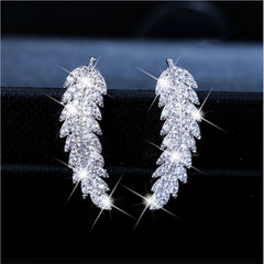 Rhinestone Feather Earrings & Fashion Jewelry for Women Girls