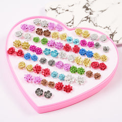 36 Pairs Hypoallergenic Stud Earrings Peach Heart Girl Jewelry