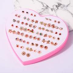 36 Pairs Hypoallergenic Stud Earrings Peach Heart Girl Jewelry