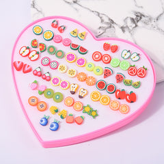 36 Pairs Hypoallergenic Stud Earrings Peach Heart Girl Jewelry