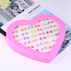 36 Pairs Hypoallergenic Stud Earrings Peach Heart Girl Jewelry