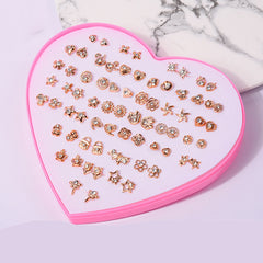 36 Pairs Hypoallergenic Stud Earrings Peach Heart Girl Jewelry