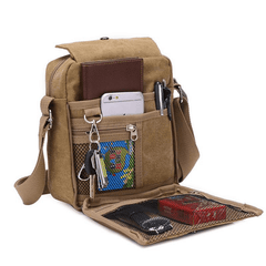 Functional Canvas Messenger Bag Lightweight Shoulder Travel Storage Bag