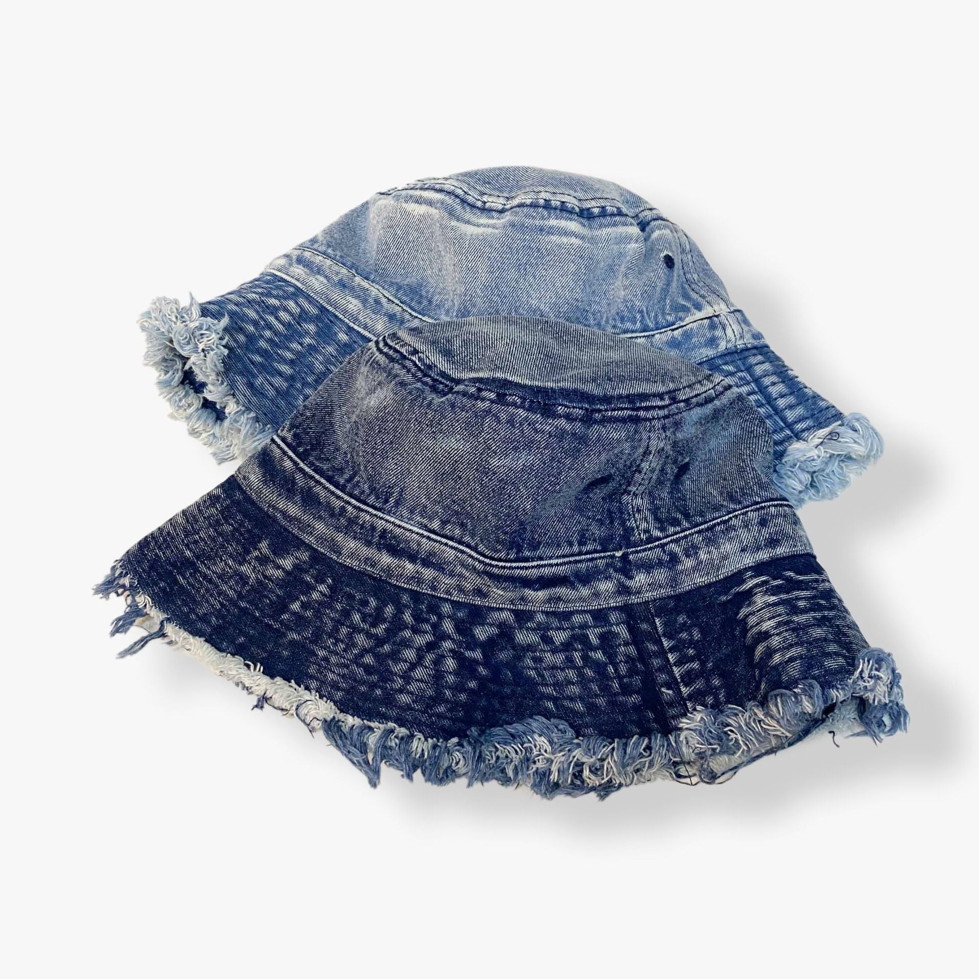 Frayed Brim Denim Bucket Hat Washed Distressed Hip Hop Couple Basin Hat