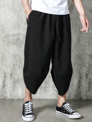 Ethnic Style Harem Pants Men's Vintage Wide Leg Cropped Pants