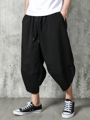 Ethnic Style Harem Pants Men's Vintage Wide Leg Cropped Pants