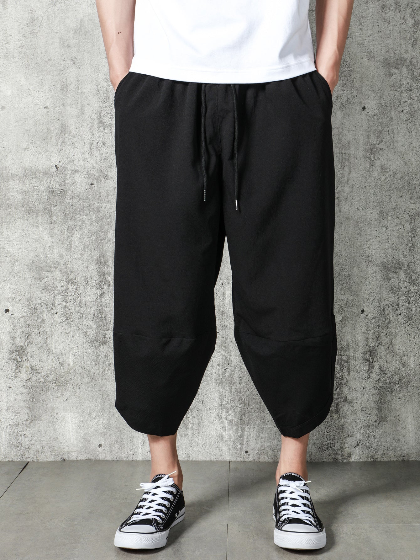 Ethnic Style Harem Pants Men's Vintage Wide Leg Cropped Pants