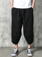 Ethnic Style Harem Pants Men's Vintage Wide Leg Cropped Pants