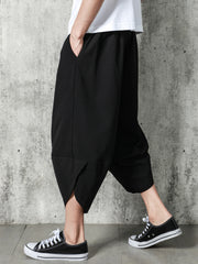 Ethnic Style Harem Pants Men's Vintage Wide Leg Cropped Pants