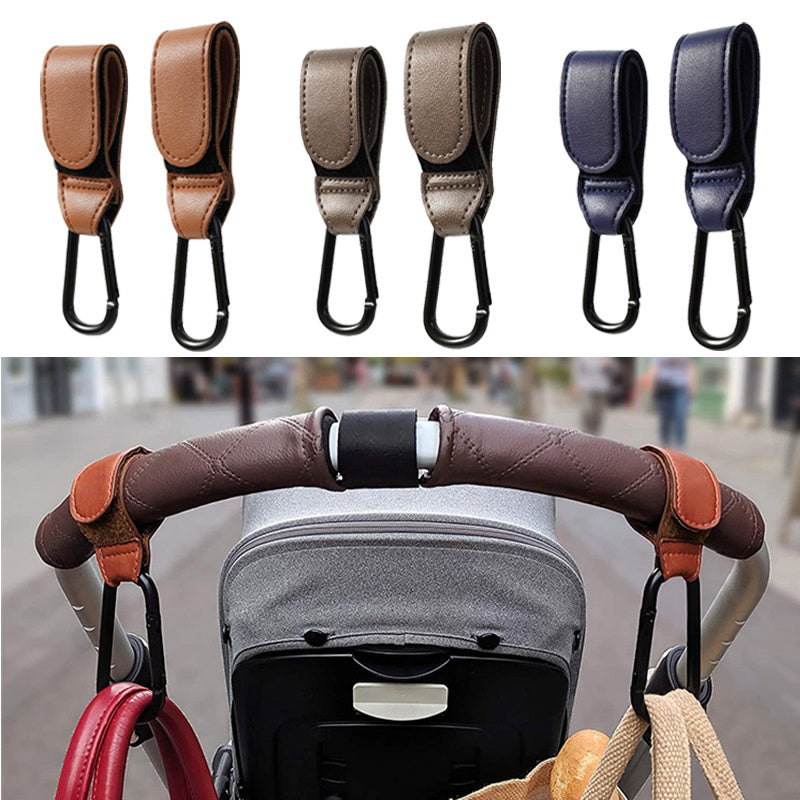 Stroller Hook PU Leather Child Stroller Organizer Baby Diaper Bag Strap