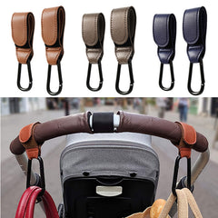 Stroller Hook PU Leather Child Stroller Organizer Baby Diaper Bag Strap