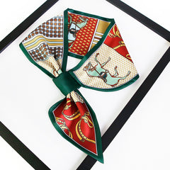 Short Satin Printed Scarf Silk Feeling Soft Neck Scarf Dress Decorated