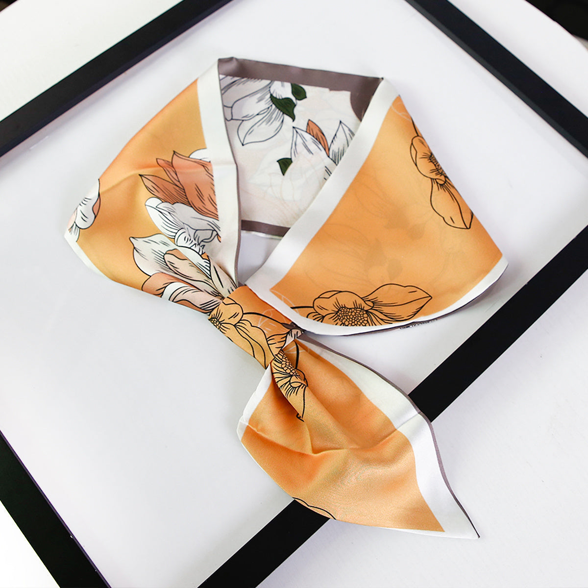 Short Satin Printed Scarf Silk Feeling Soft Neck Scarf Dress Decorated