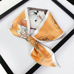 Short Satin Printed Scarf Silk Feeling Soft Neck Scarf Dress Decorated
