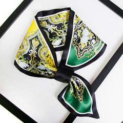 Short Satin Printed Scarf Silk Feeling Soft Neck Scarf Dress Decorated
