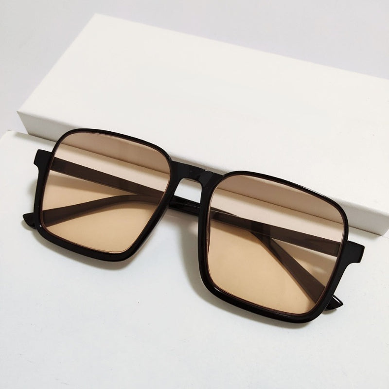 Retro Half Frame Sunglasses Square Large Frame