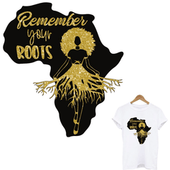 Afro Lady Roots Iron-On Transfer For Clothing - Golden