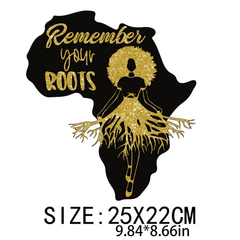 Afro Lady Roots Iron-On Transfer For Clothing - Golden