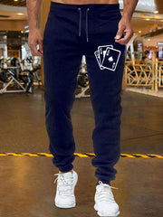 Card Pattern Joggers Men's Casual Loose Fit Drawstring
