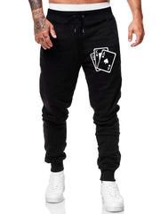 Card Pattern Joggers Men's Casual Loose Fit Drawstring