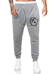 Card Pattern Joggers Men's Casual Loose Fit Drawstring