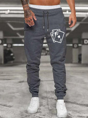 Card Pattern Joggers Men's Casual Loose Fit Drawstring