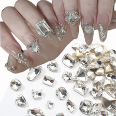 Rhinestone Crystal Gems Set for DIY Nail Art 3D Heart Axe Egg Rectangle Square